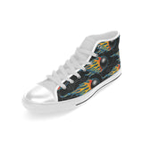 Bowling balls flame pattern Men's High Top Canvas Shoes White