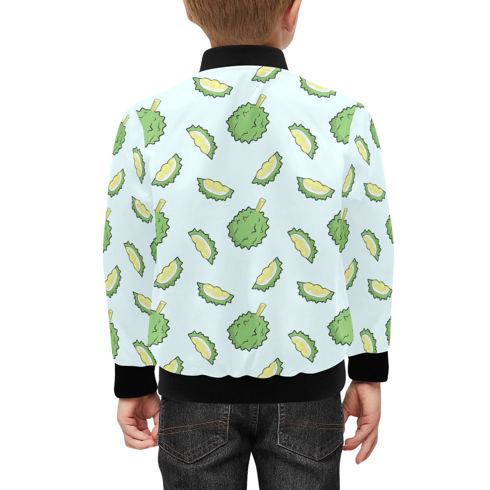 Durian pattern blue background Kids' Boys' Girls' Bomber Jacket