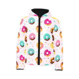 Donut pattern glaze pink background Kids' Boys' Girls' Padded Hooded Jacket