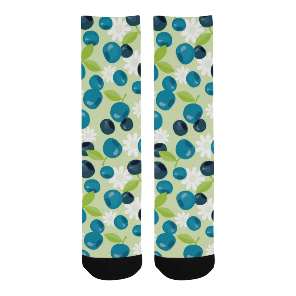 blueberry flower pattern Crew Socks