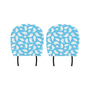 Cute white sea lion seals pattern Car Headrest Cover