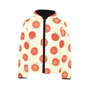 Tomato dot background Kids' Boys' Girls' Padded Hooded Jacket