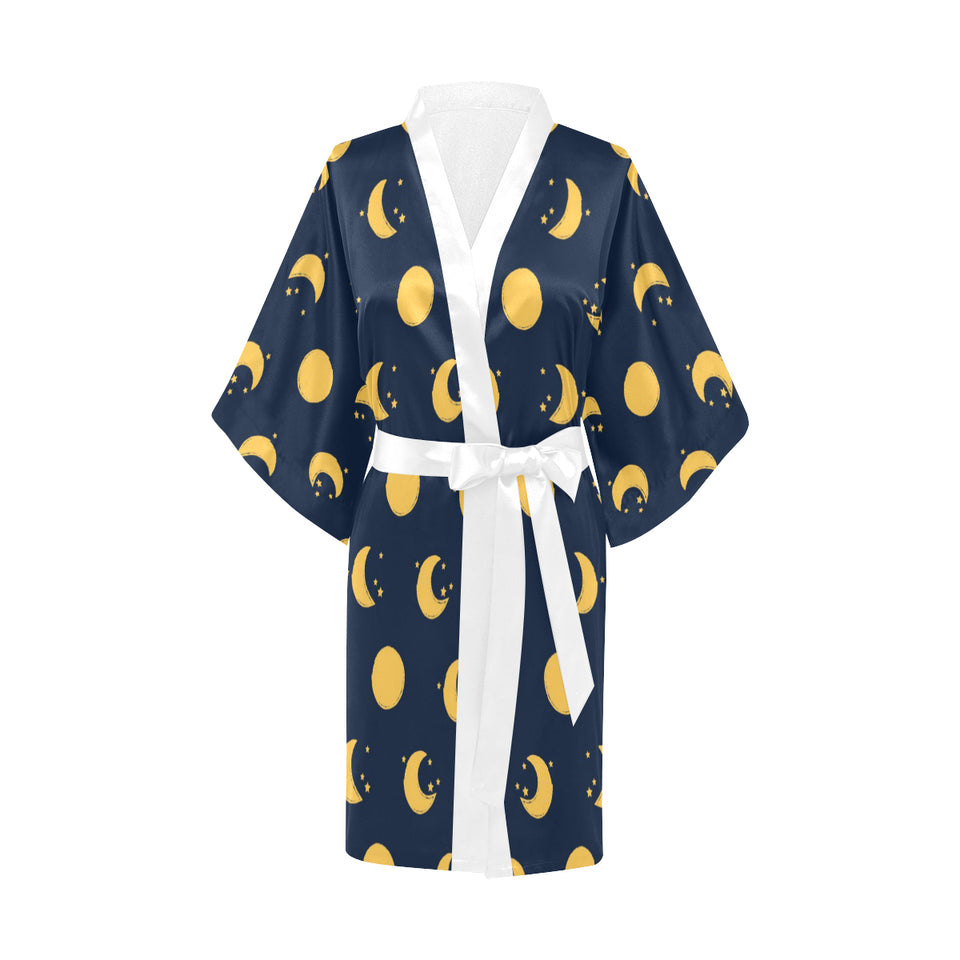 Moon star pattern Women's Short Kimono Robe