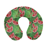 Watermelons tropical palm leaves pattern backgroun U-Shaped Travel Neck Pillow