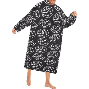 Dice Pattern Print Design 01 Blanket Robe with Sleeves