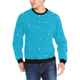 Airplane destinations blue background Men's Crew Neck Sweatshirt