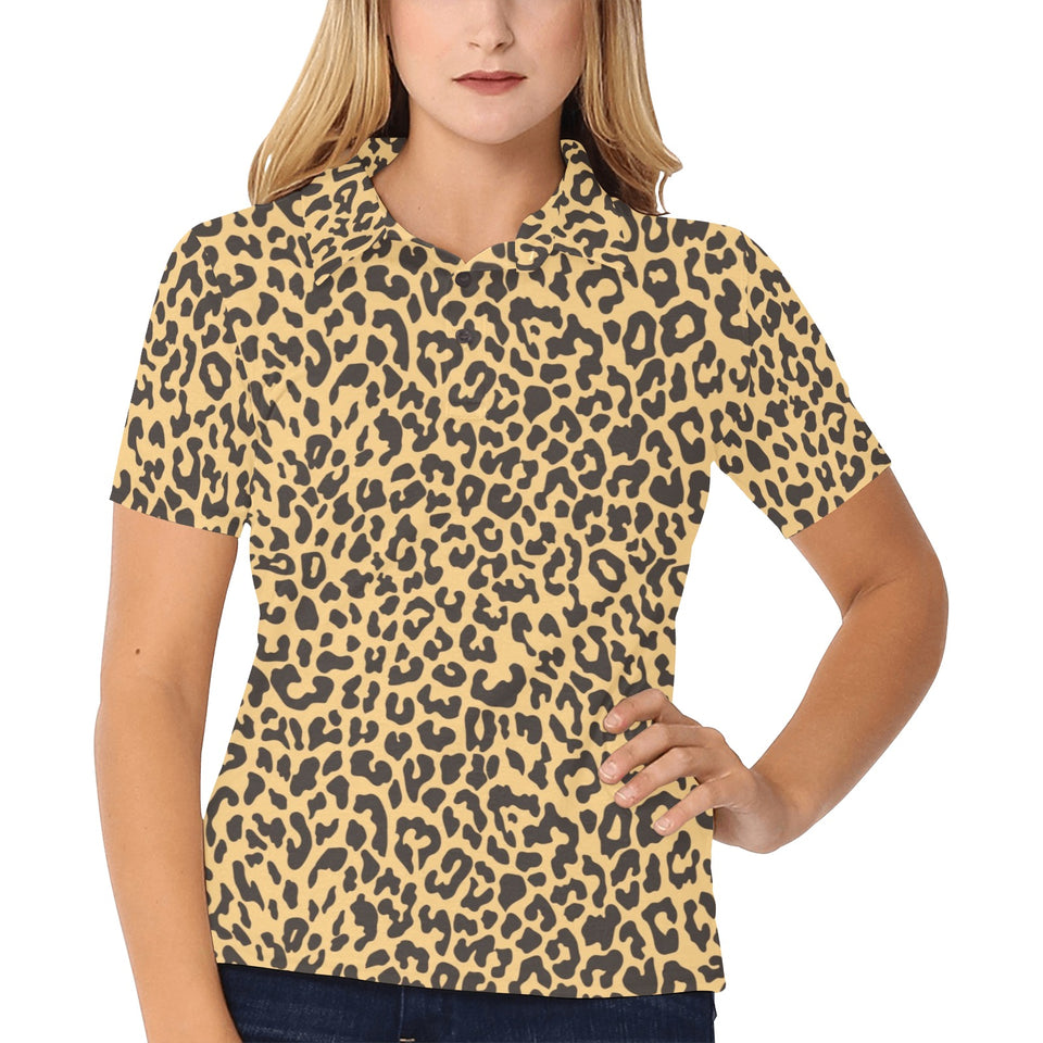 Leopard skin print Women's All Over Print Polo Shirt