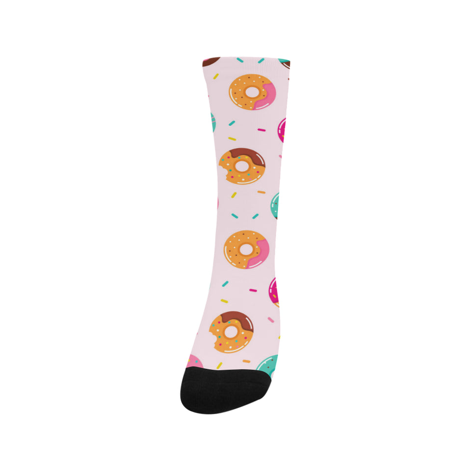 Donut pattern glaze pink background Crew Socks