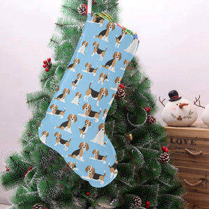 Beagle dog blue background pattern Christmas Stocking