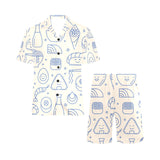 Cute sushi icon pattern Men's V-Neck Short Pajama Set