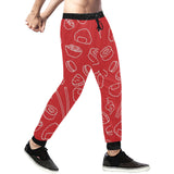 sushi pattern red background Unisex Casual Sweatpants