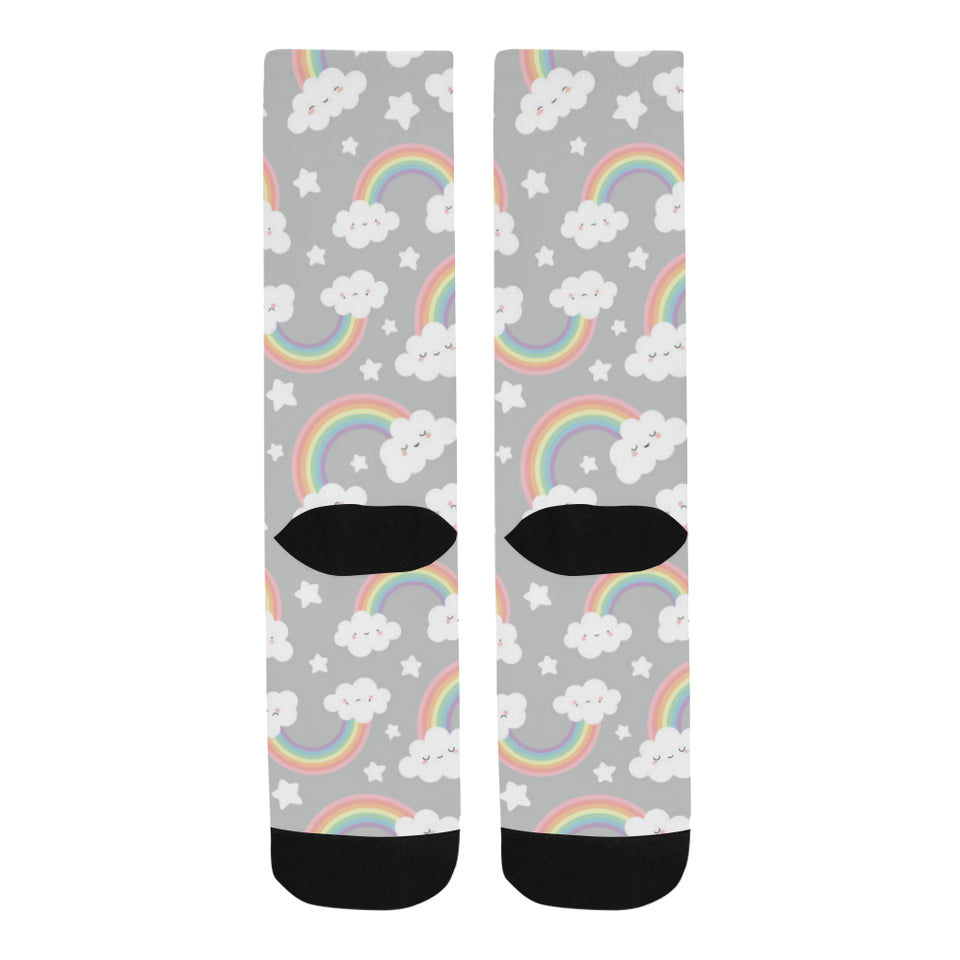 Cute rainbow clound star pattern Crew Socks