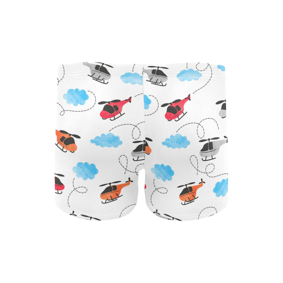 Watercolor helicopter cloud pattern Men's Swimming Trunks
