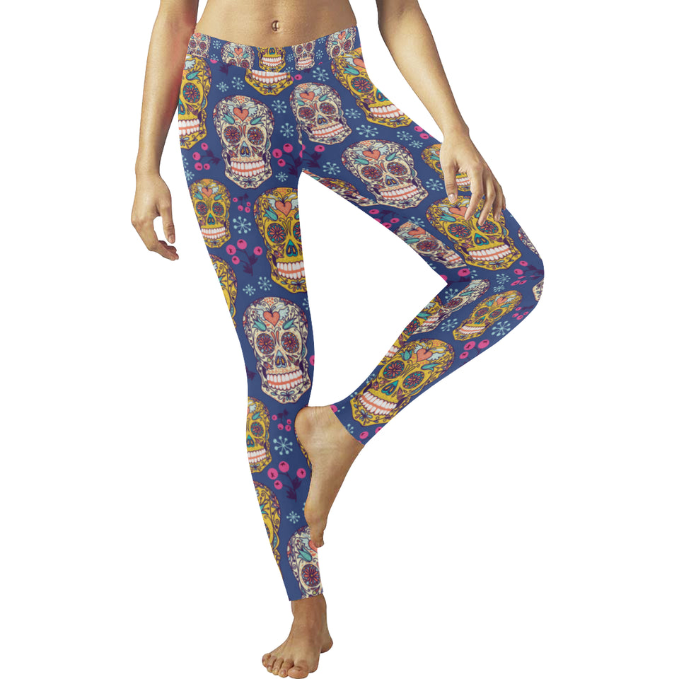 Sugar skull flower pattern Women's Legging Fulfilled In US