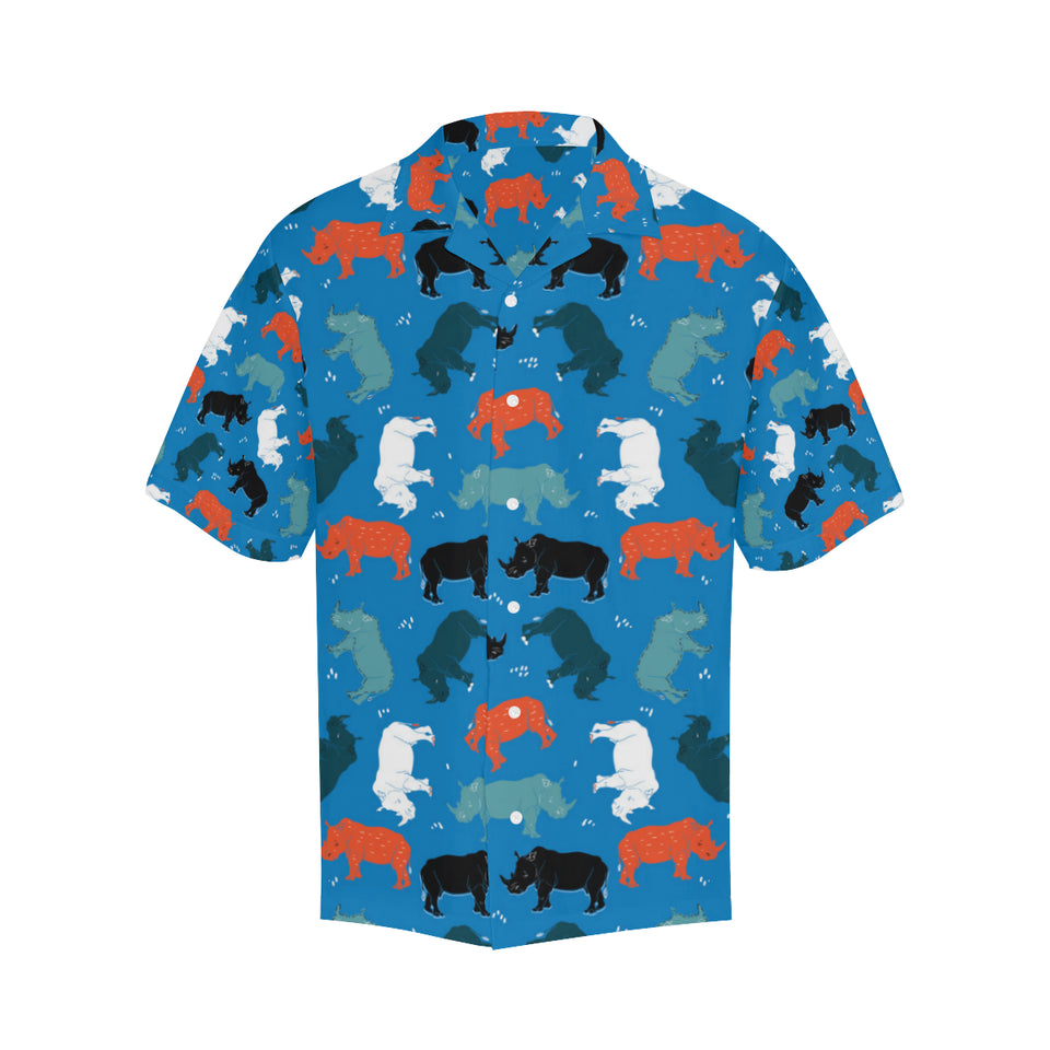 Colorful rhino pattern Men's All Over Print Hawaiian Shirt