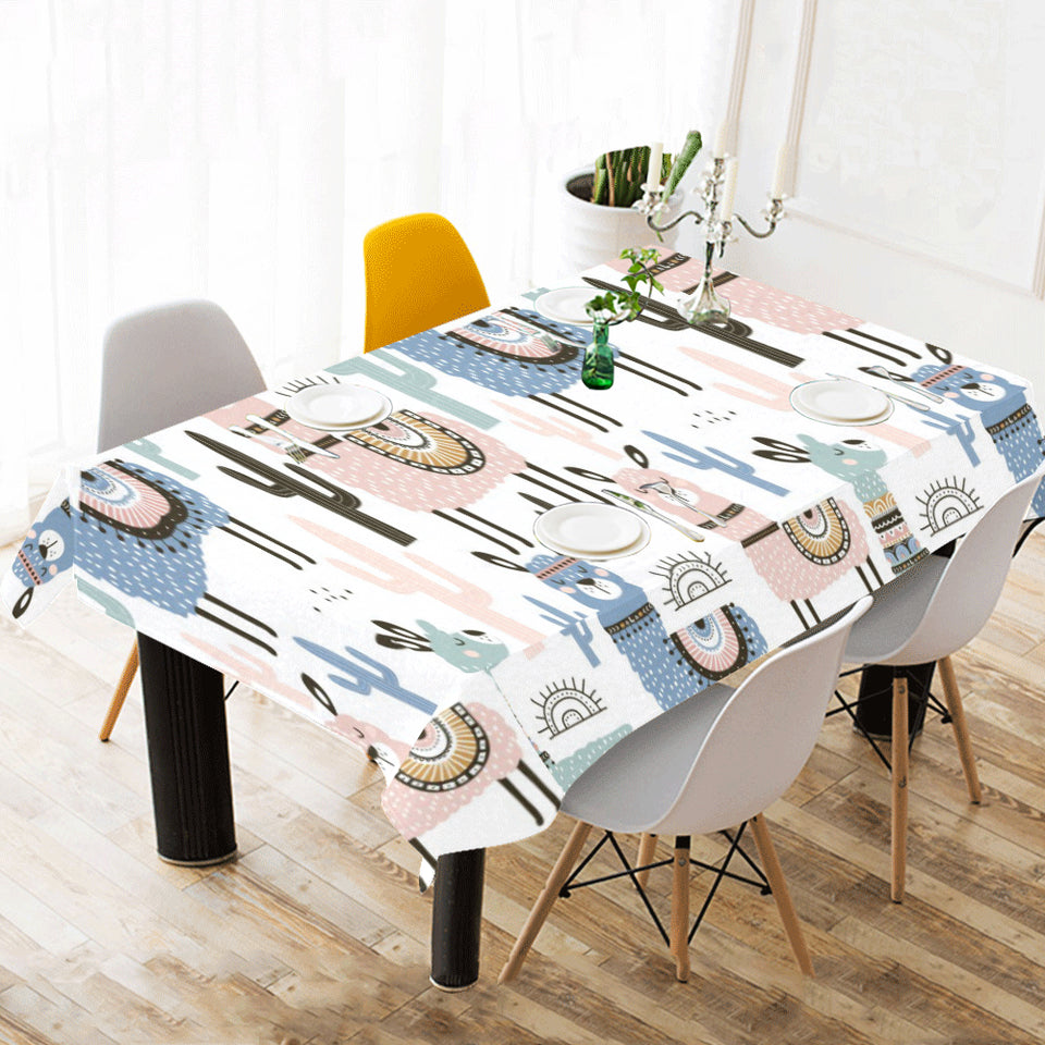 lama Alpaca cactus hand drawn pattern Tablecloth