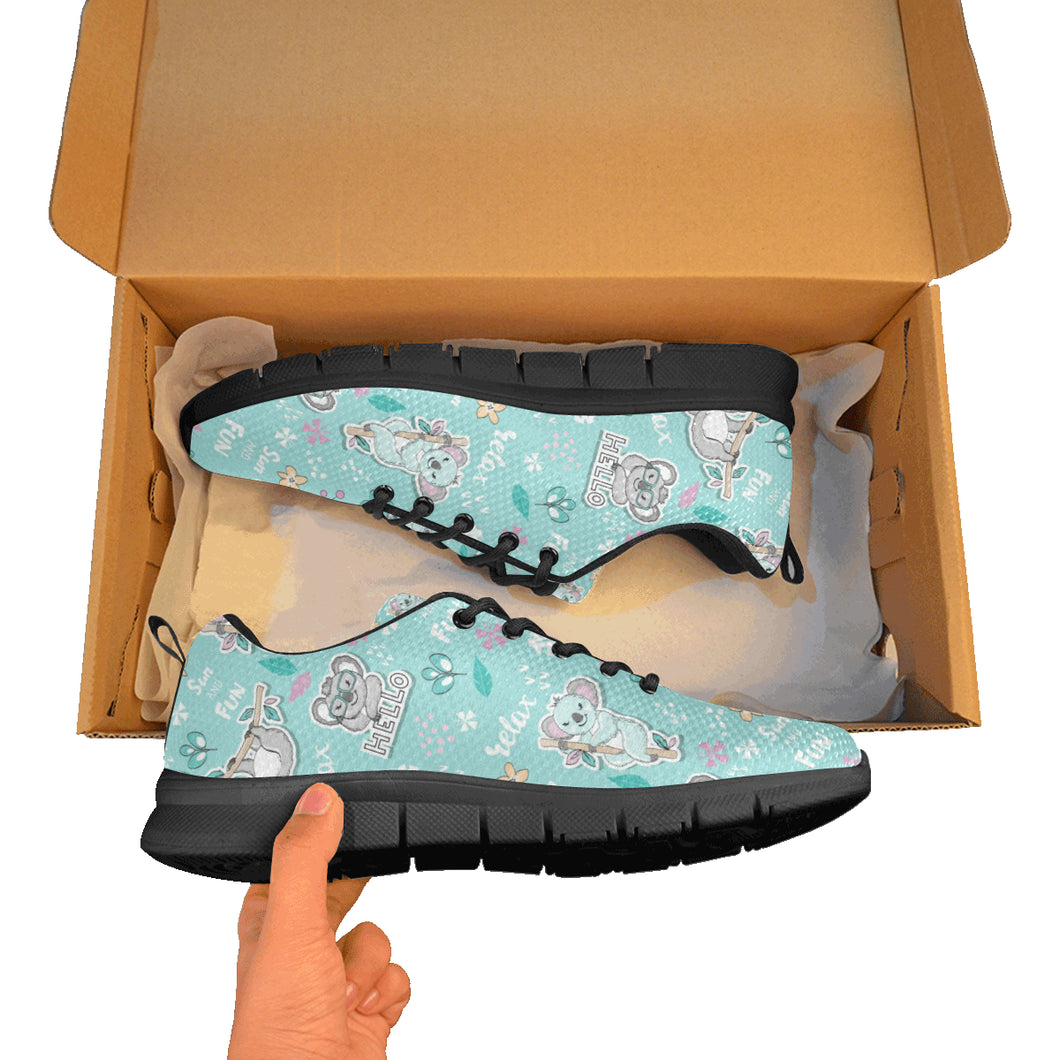 Cute koalas blue background pattern Women's Sneaker Shoes