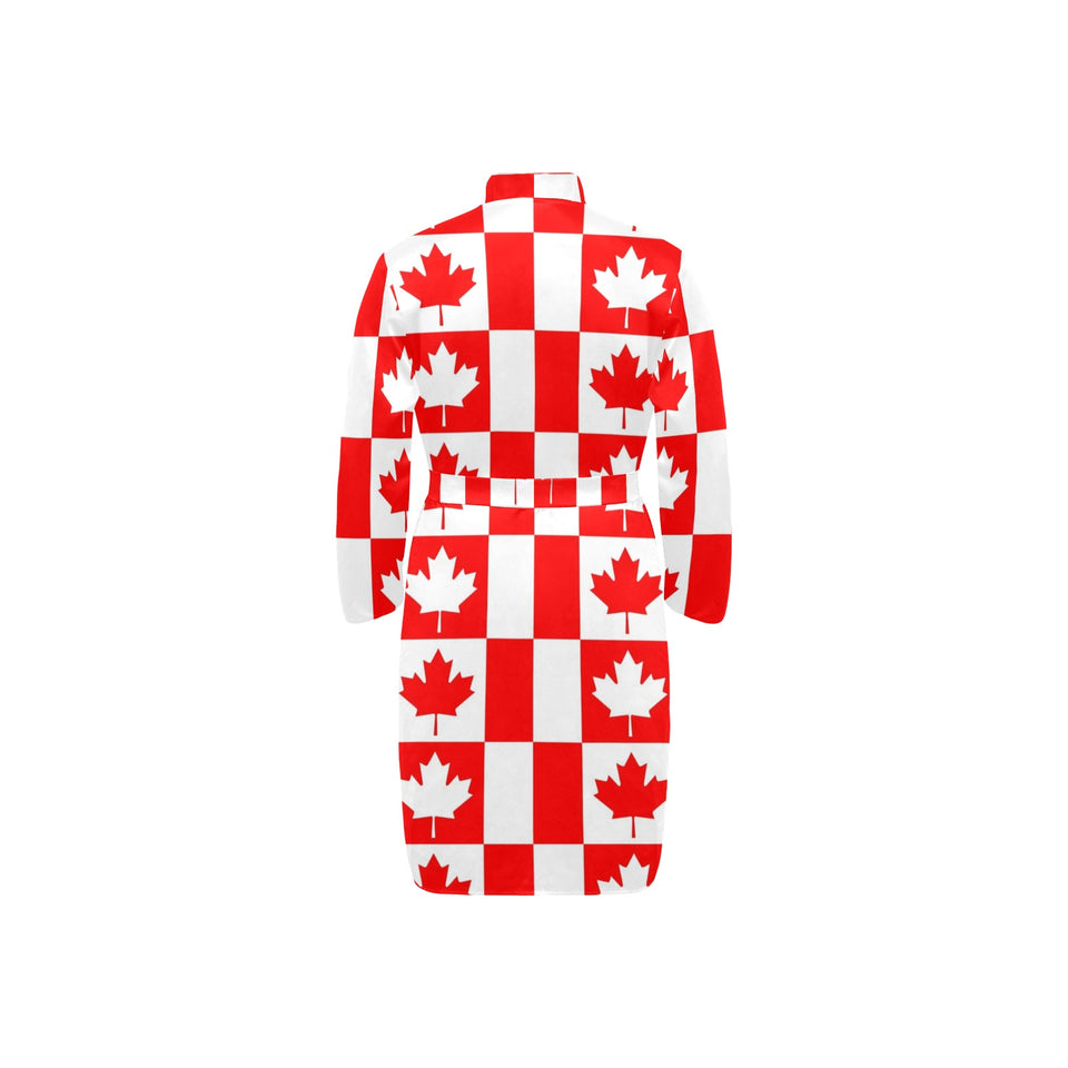 Canada Pattern Print Design 05 Men's Long Sleeve Belted Night Robe