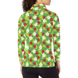 Ladybug Pattern Print Design 01 Women's Long Sleeve Polo Shirt