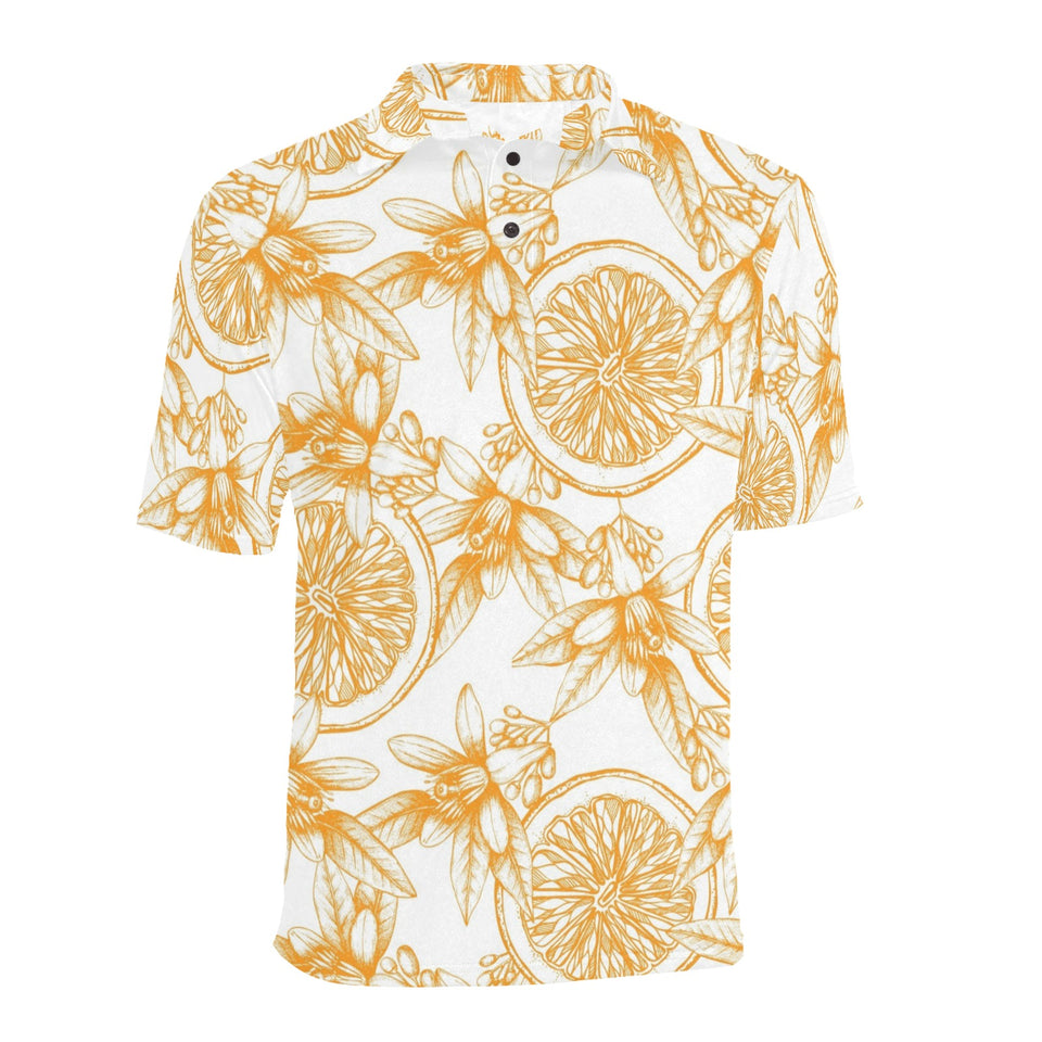 hand drawn orange fruit pattern Men's All Over Print Polo Shirt