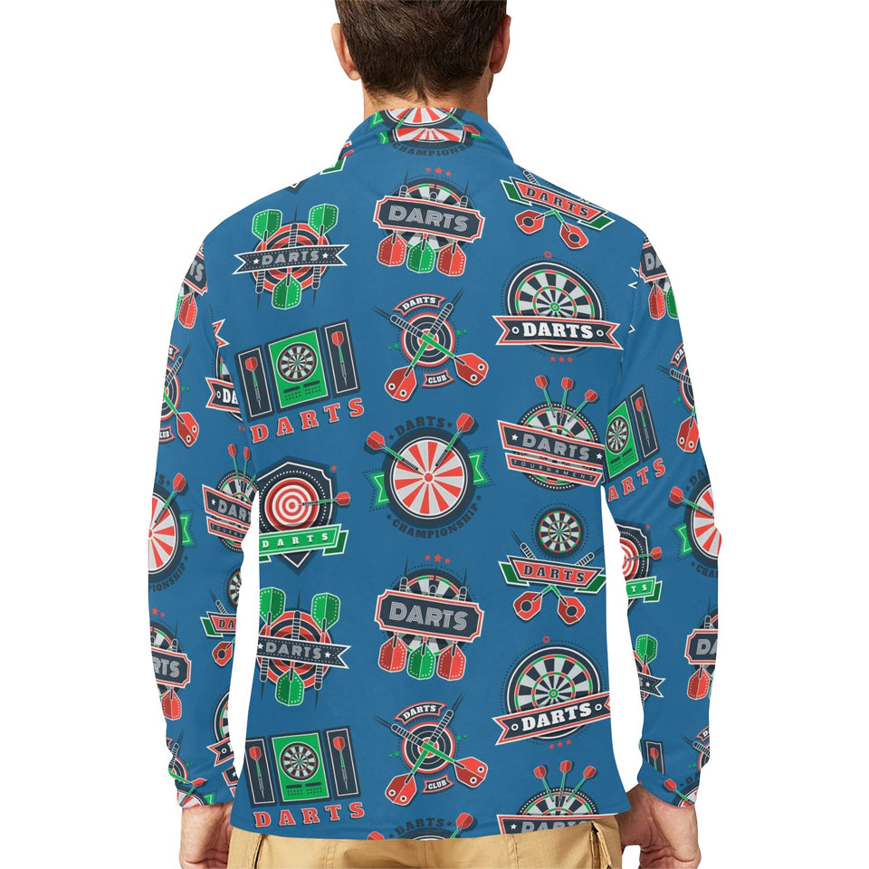 Darts Pattern Print Design 02 Men's Long Sleeve Polo Shirt
