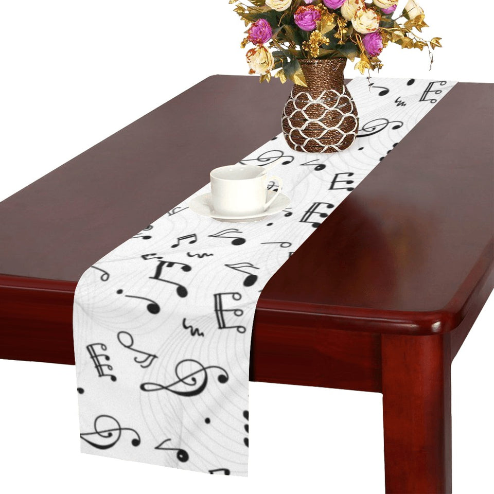 Music Notes Pattern Print Design 04 Table Runner
