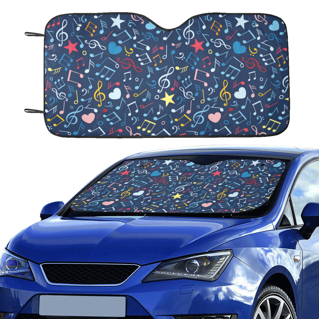 Music Notes Pattern Print Design 03 Car Sun Shade