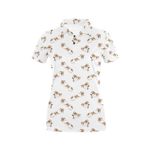 Jack Russel Pattern Print Design 04 Women's All Over Print Polo Shirt