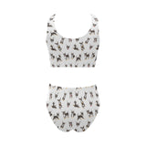 Chihuahua dog pattern Chest Bowknot High Waisted Bikini Swimsuit
