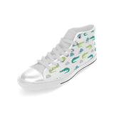 watercolor crocodile pattern Men's High Top Canvas Shoes White