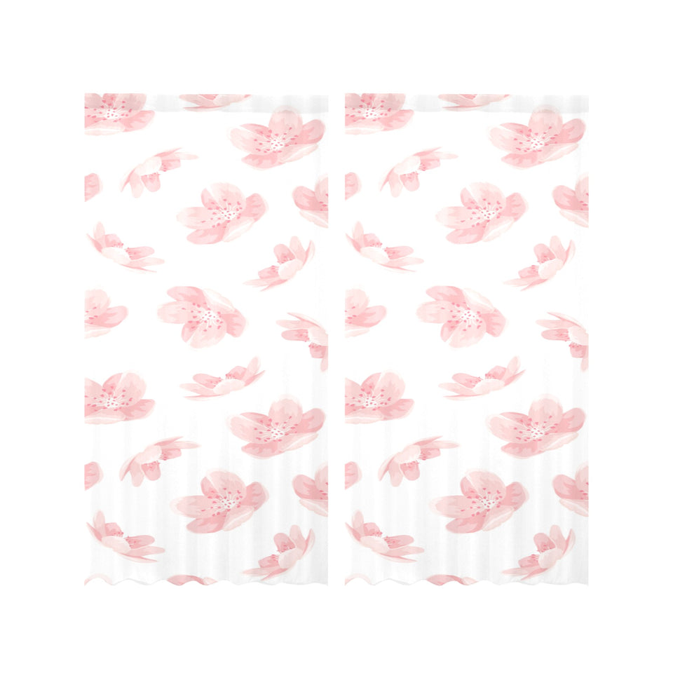 Pink sakura cherry blossom pattern Gauze Curtain