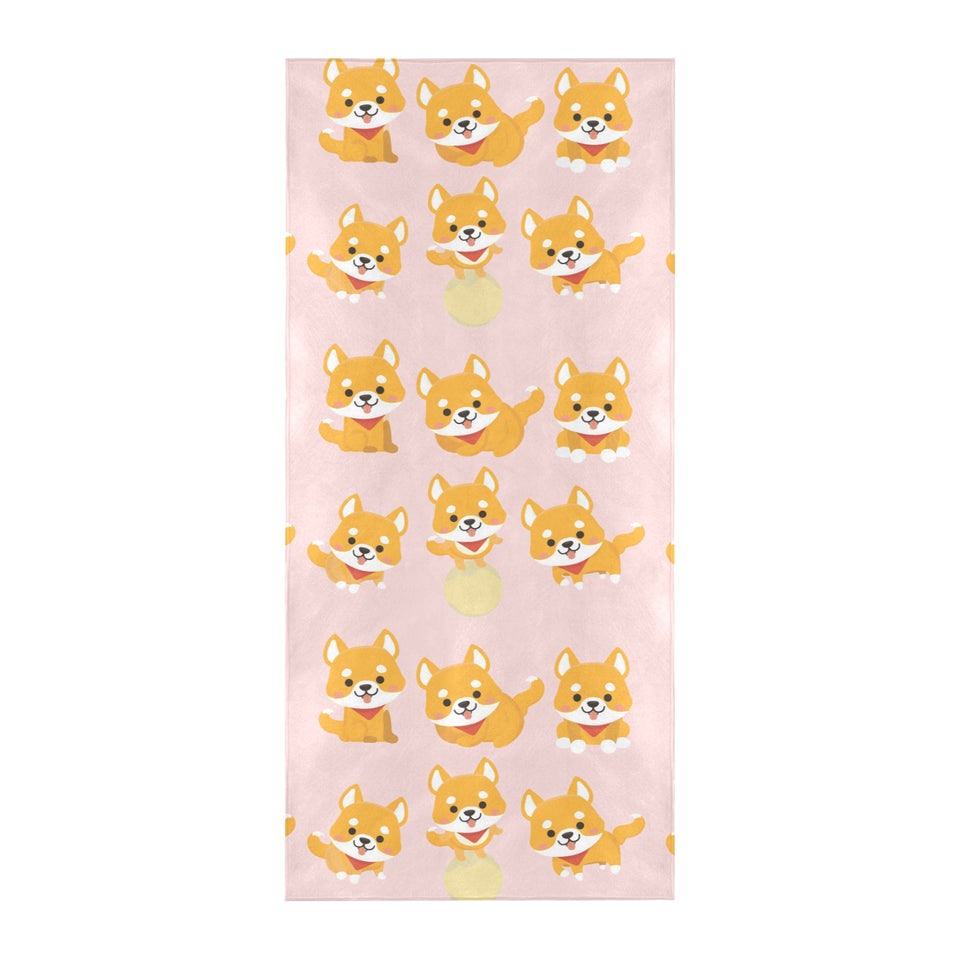 Cute shiba inu dog pattern Beach Towel