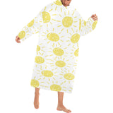 hand drawn sun pattern Blanket Robe with Sleeves