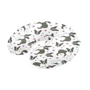 Boston terrier dog hearts vector pattern U-Shaped Travel Neck Pillow