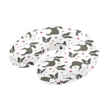 Boston terrier dog hearts vector pattern U-Shaped Travel Neck Pillow