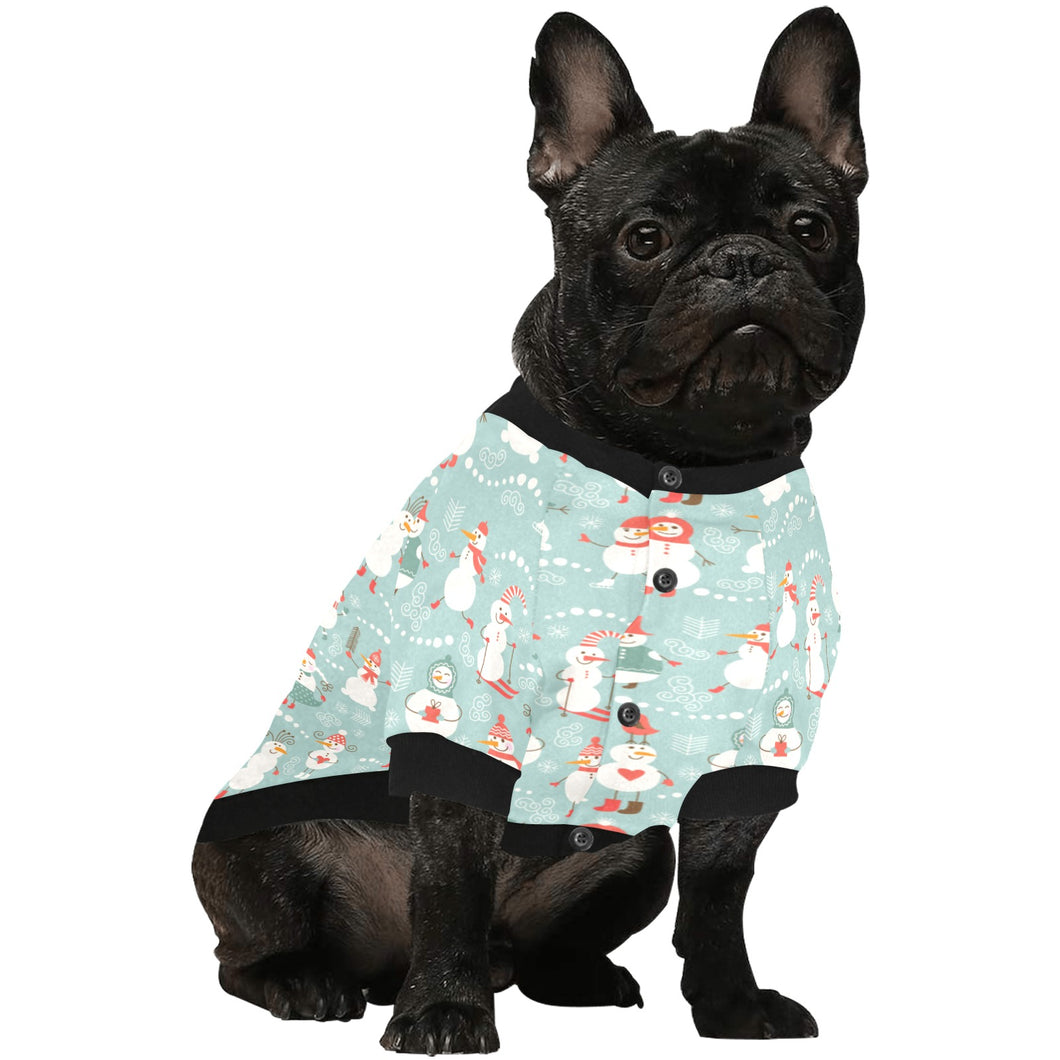 Cute snowman pattern All Over Print Pet Dog Round Neck Fuzzy Shirt