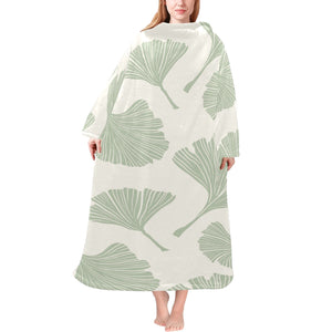 Ginkgo leaves pattern Blanket Robe with Sleeves
