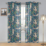 Raccoon tropical leaves pattern Gauze Curtain