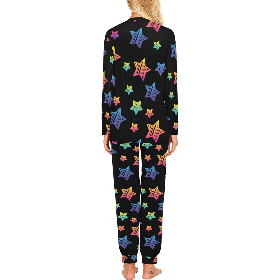 Colorful star pattern Women's All Over Print Pajama Set