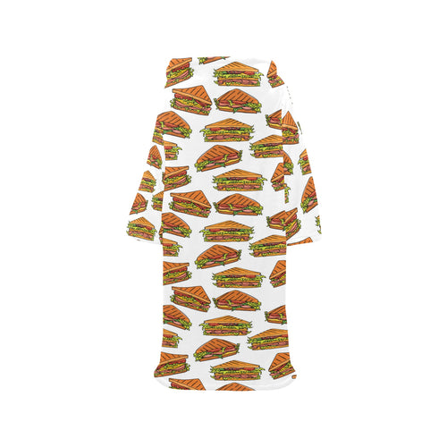 Sandwich Pattern Print Design 02 Blanket Robe with Sleeves