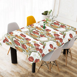 Red tulips and daffodils pattern Tablecloth