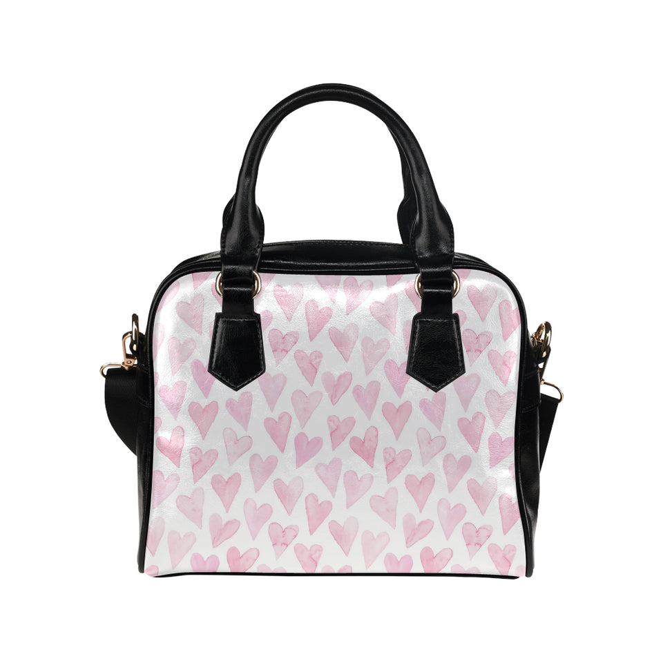 Watercolor pink heart pattern Shoulder Handbag