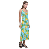banana leaves banana design pattern V-Neck Open Fork Long Dress