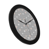 Heart pattern gray background Elegant Black Wall Clock