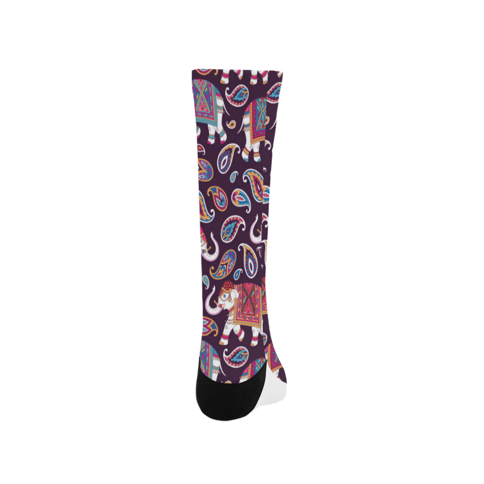 Elephant indian style ornament pattern Crew Socks