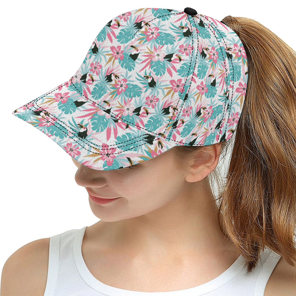 Toucan tropical flower leave pattern All Over Print Snapback Cap