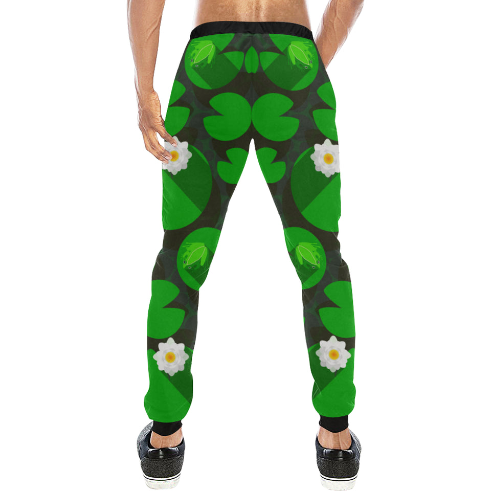Frog waterlily pattern Unisex Casual Sweatpants