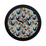 Rooster chicken cock snowfalke Elegant Black Wall Clock