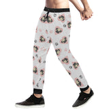Cute pugs pink heart paw pattern Unisex Casual Sweatpants