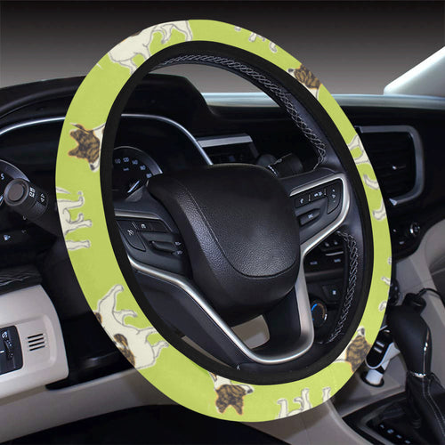 Jack Russel Pattern Print Design 01 Car Steering Wheel Cover